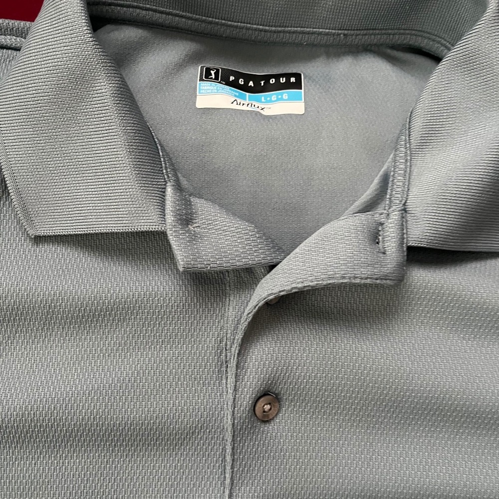 PGA TOUR Airflux Golf Polo Shirt Men's L G G Grey Short Sleeve Performance - Picture 3 of 6